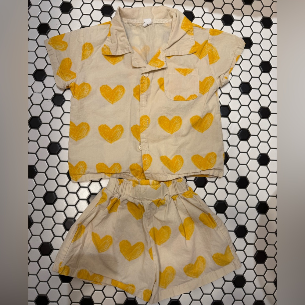 Yellow Heart Kids Matching Set